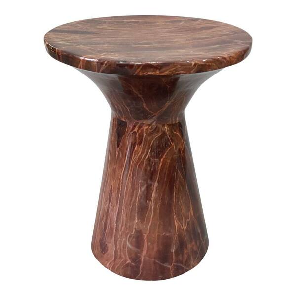 THE URBAN PORT 16 in. Dark Brown Round Aluminum Side Accent Table with
