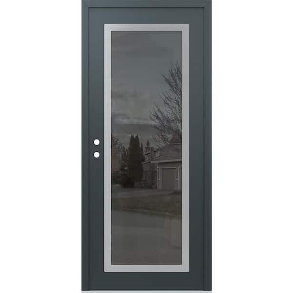 Tessari Doors C1 36 in. x 80 in. Black P Right-Hand/Inswing Mirrored ...