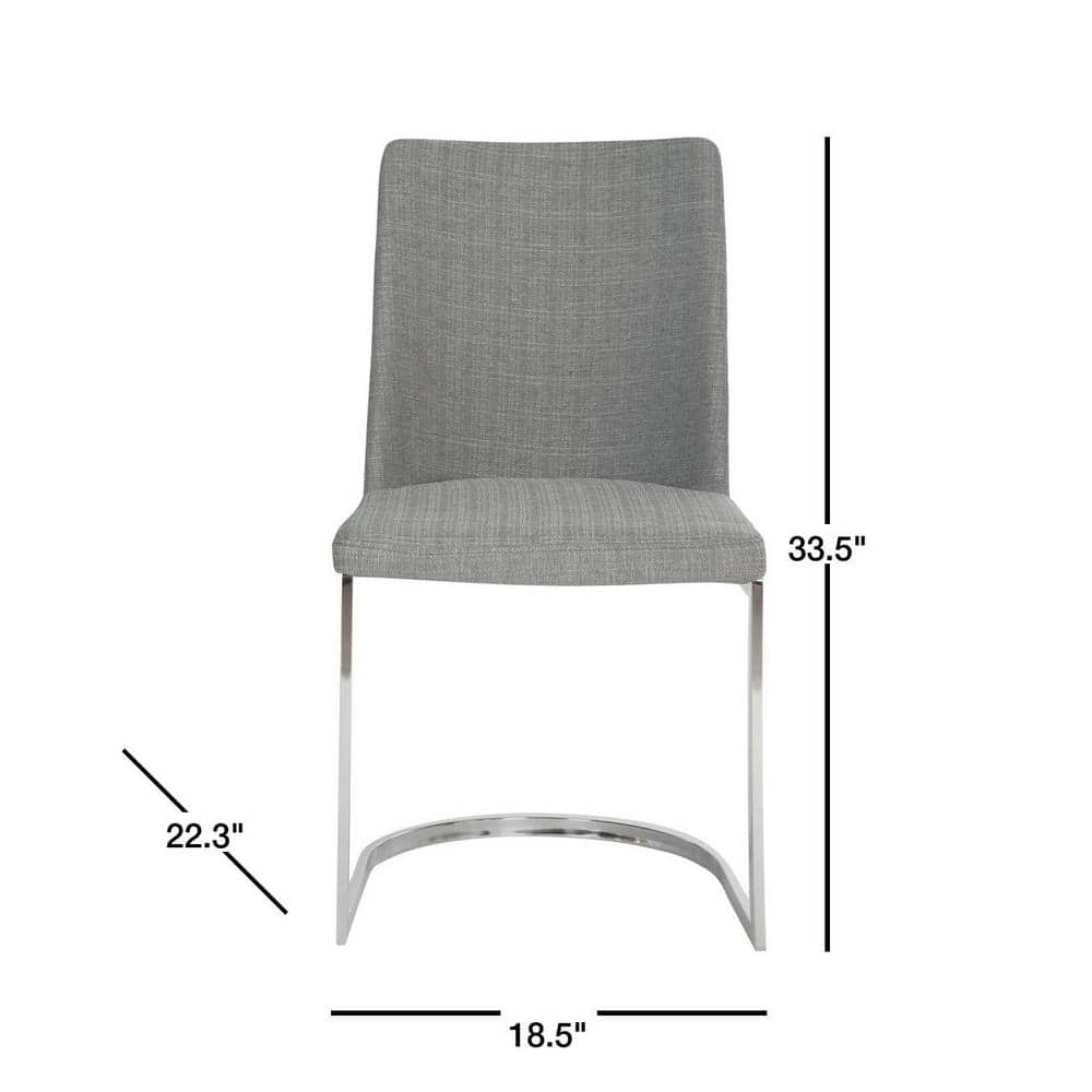 Chic Gray Linen & Polished Chrome Metal Side Chair