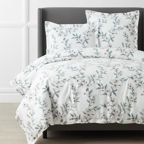 The Company Store Legends Hotel Valentina Floral White Multi Oversized King Sateen Duvet Cover