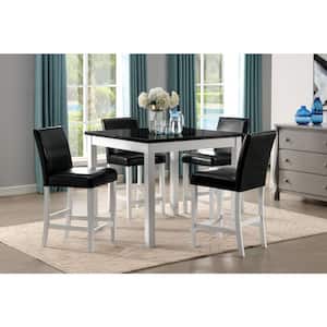 Doretta 5-Piece Black and White Wood Top Counter Height Dining Table Set
