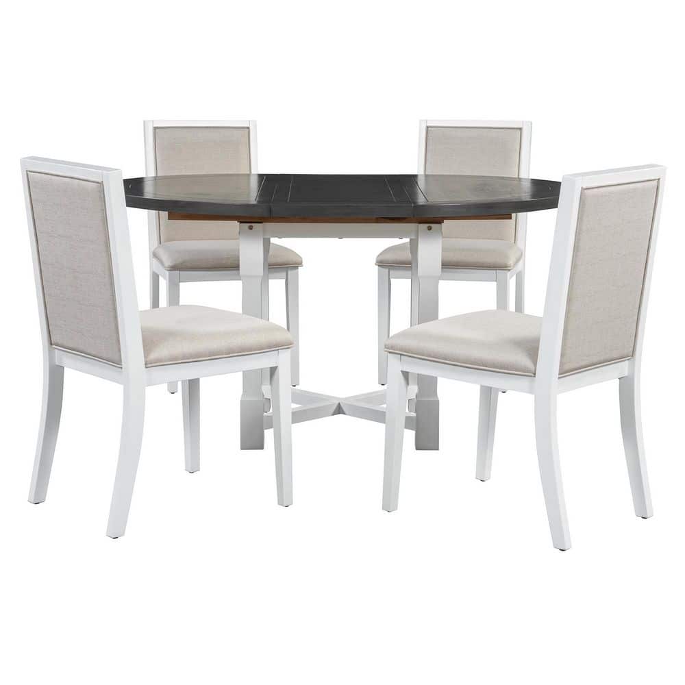 5-Piece Solid Wood Outdoor Conversation Patio Furniture Set with Gray Cushions price history on PriceWatchPro