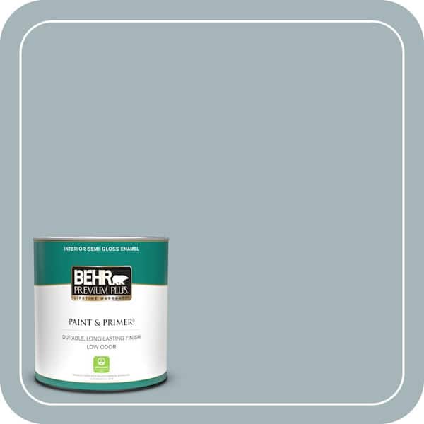 BEHR PREMIUM PLUS 1 qt. #ECC-22-2 Bay View Semi-Gloss Enamel Low Odor Interior Paint & Primer