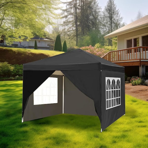 10 ft. x 10 ft. Black Pop-Up Party Tent Birthday Tent