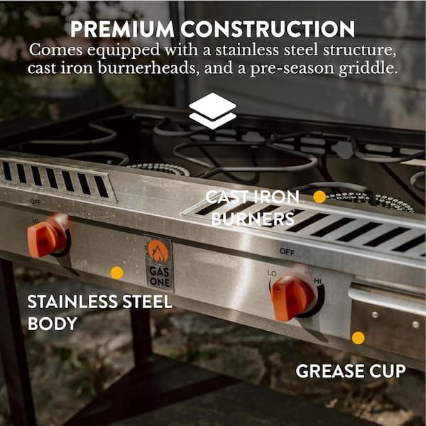 GASONE 2-Burner Propane Grill in Black with Flat Top Griddle B