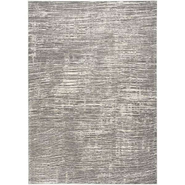 6 ft. x 9 ft. White Abstract Non Skid Area Rug