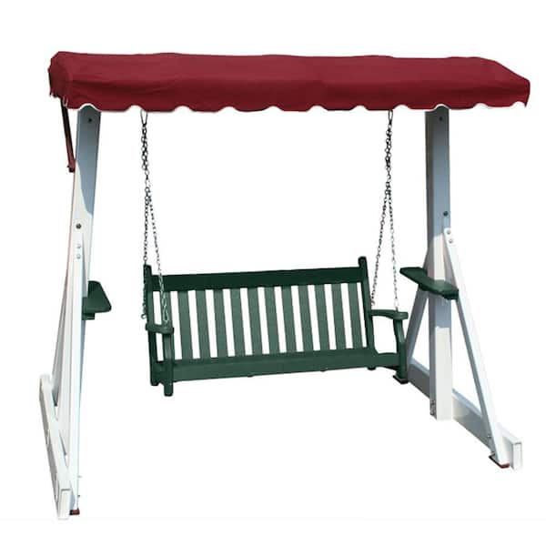 Vifah Roch Recycled Plastic Patio Swing with Canopy Top in Green-DISCONTINUED
