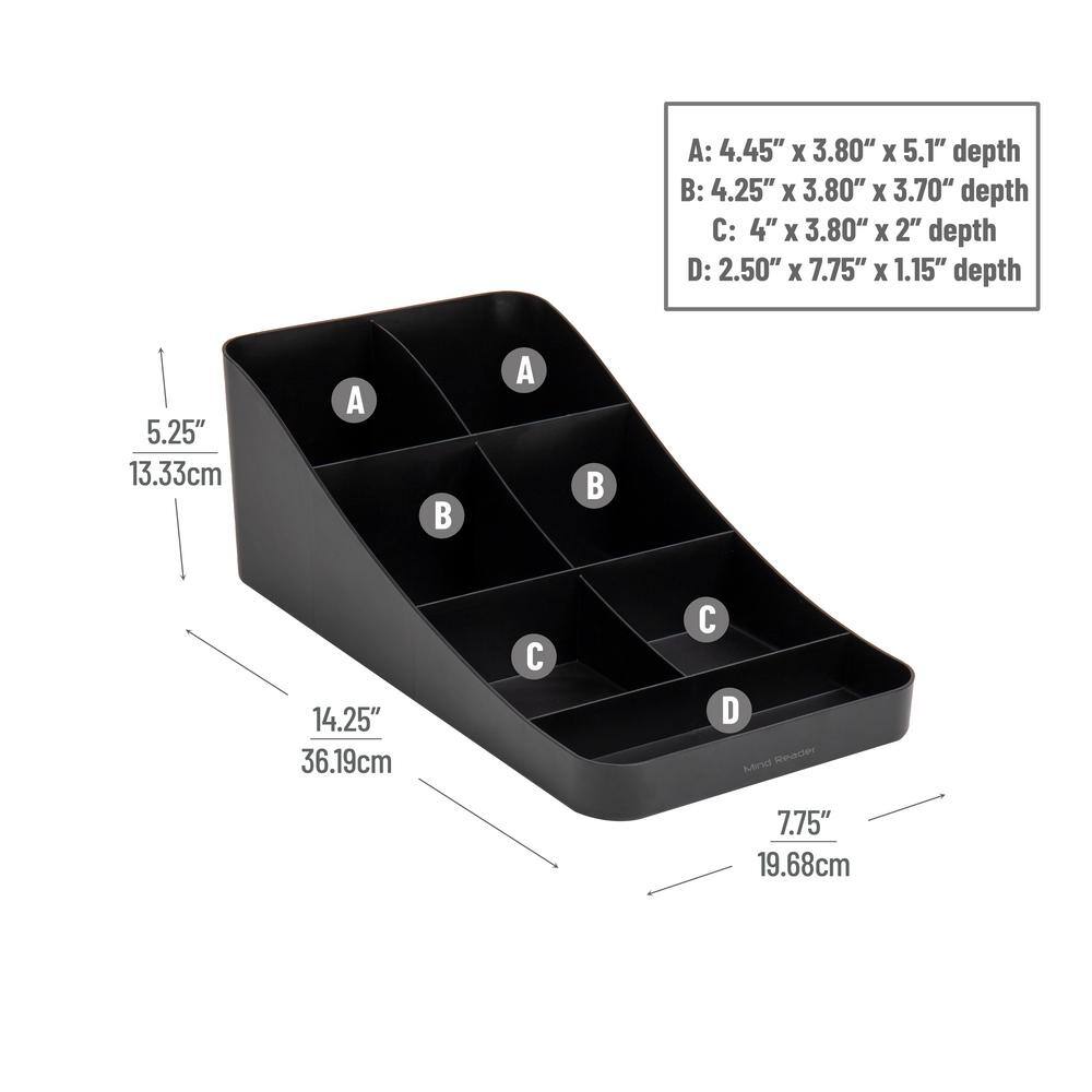 Mind Reader Black 7-Compartment Coffee Condiment Organizer