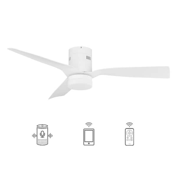 CARRO Striver 52 in. Indoor White Smart Ceiling Fan with Dimmable LED Light and Remote, Works with Alexa and Google Home