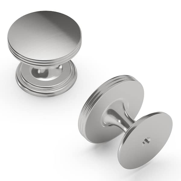 HICKORY HARDWARE American Diner Collection 1-3/8 in. Diameter Satin Nickel Modern Round Cabinet Knob for Drawers and Doors (10-Pack)
