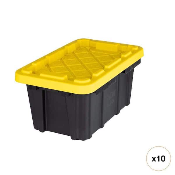 6.  5-Qt Tough Storage Tote in Black with Yellow Lid