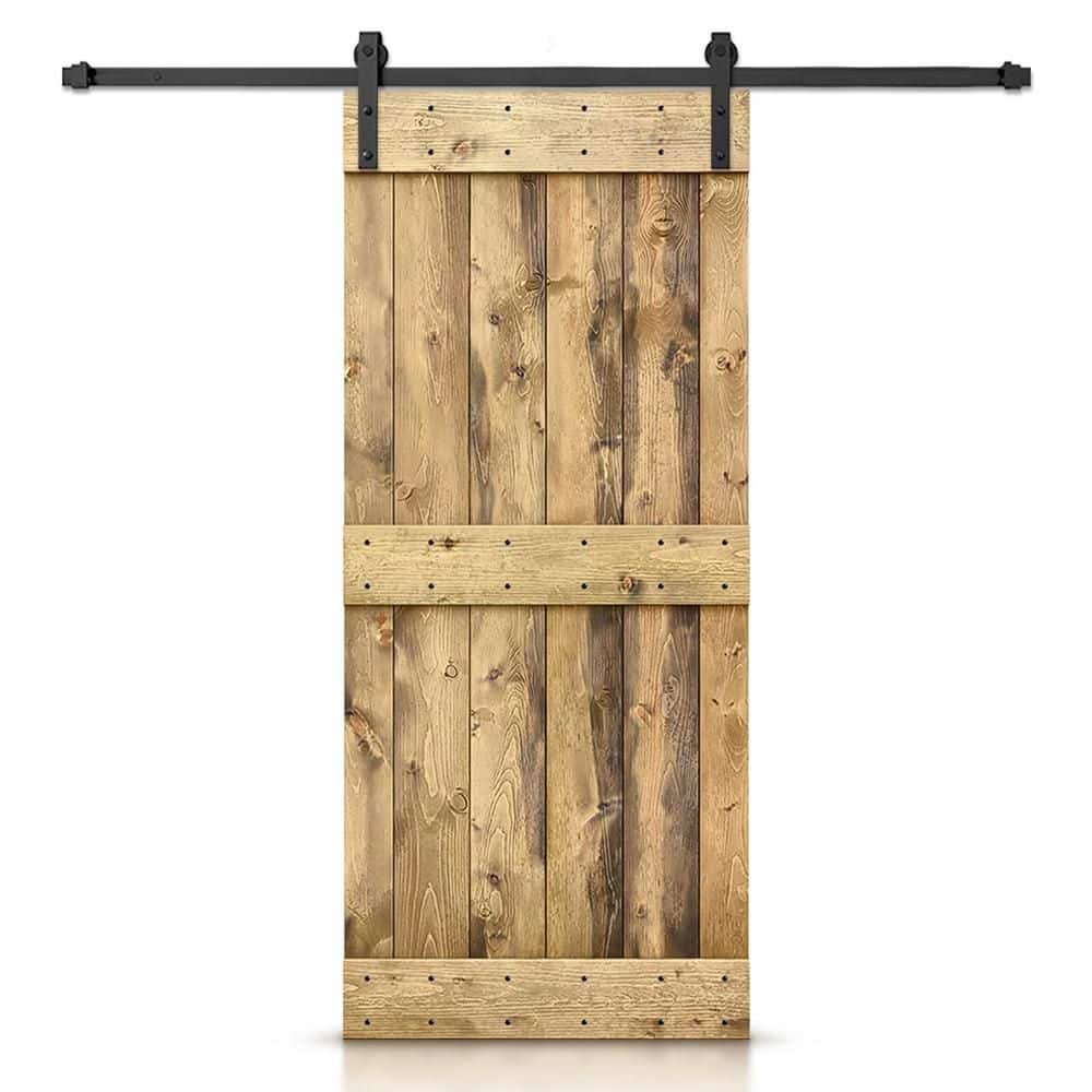 24 in. x 80 in. Mid-Bar Series Solid Core Weather Oak Stained DIY Wood Interior Sliding Barn Door with Hardware Kit price history on PriceWatchPro