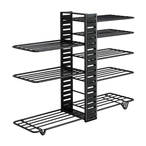 8-Tier Adjustable Pots and Pans Organizer Rack for Kitchen Cabinet Storage Standing Pot Rack, Black