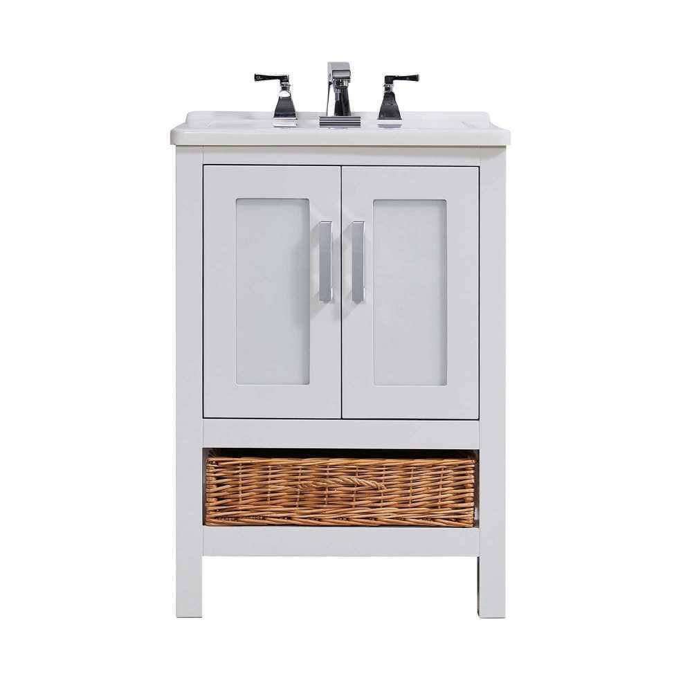 Rhodes 24 in. x 34 in. White Engineered Wood Laundry Sink with a Basket Inc