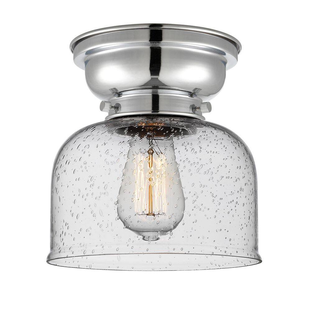 Bell 8 in. 1-Light Polished Chrome Industrial Flush Mount with Seeded Glass Shade price history on PriceWatchPro