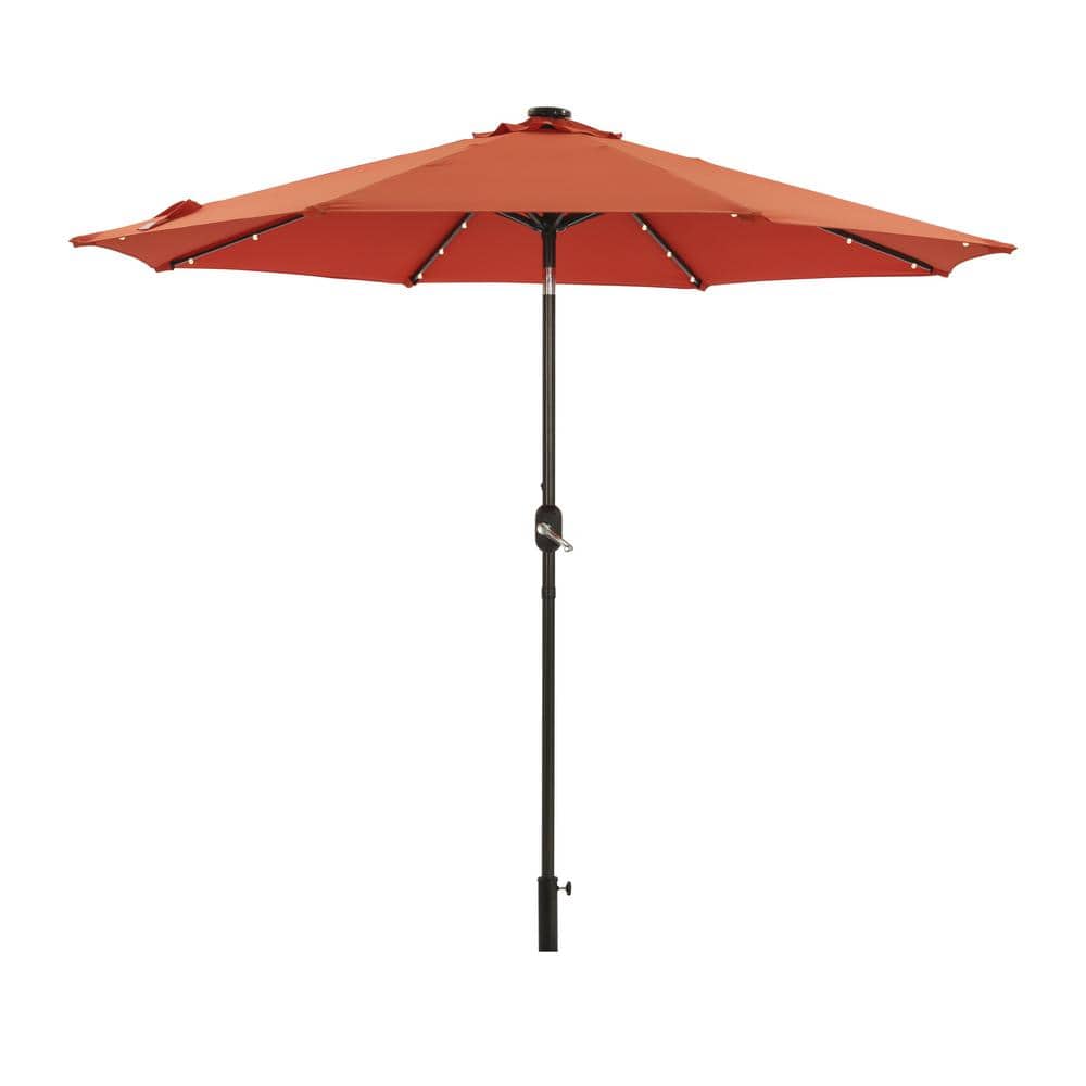 9 ft. Outdoor Patio Umbrella Flip Market Umbrella with Crank and LED Light 