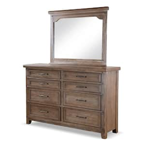 Amaceus Brown 8-Drawer 64 in. Dresser with Mirror