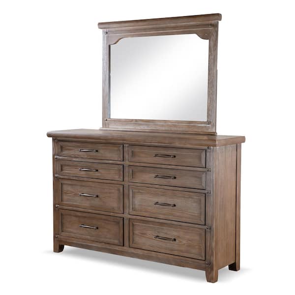 Furniture of America Amaceus Brown 8-Drawer 64 in. Dresser with Mirror