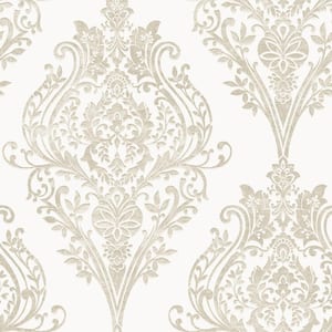 Estate Damask Champagne Non-Pasted Wallpaper, 56 sq. ft.