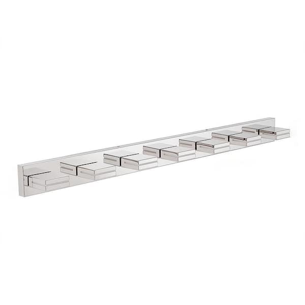 55 in. 7-Light Chrome LED Vanity Light Wall Sconce with Square Shade, Sleek Minimalist Design