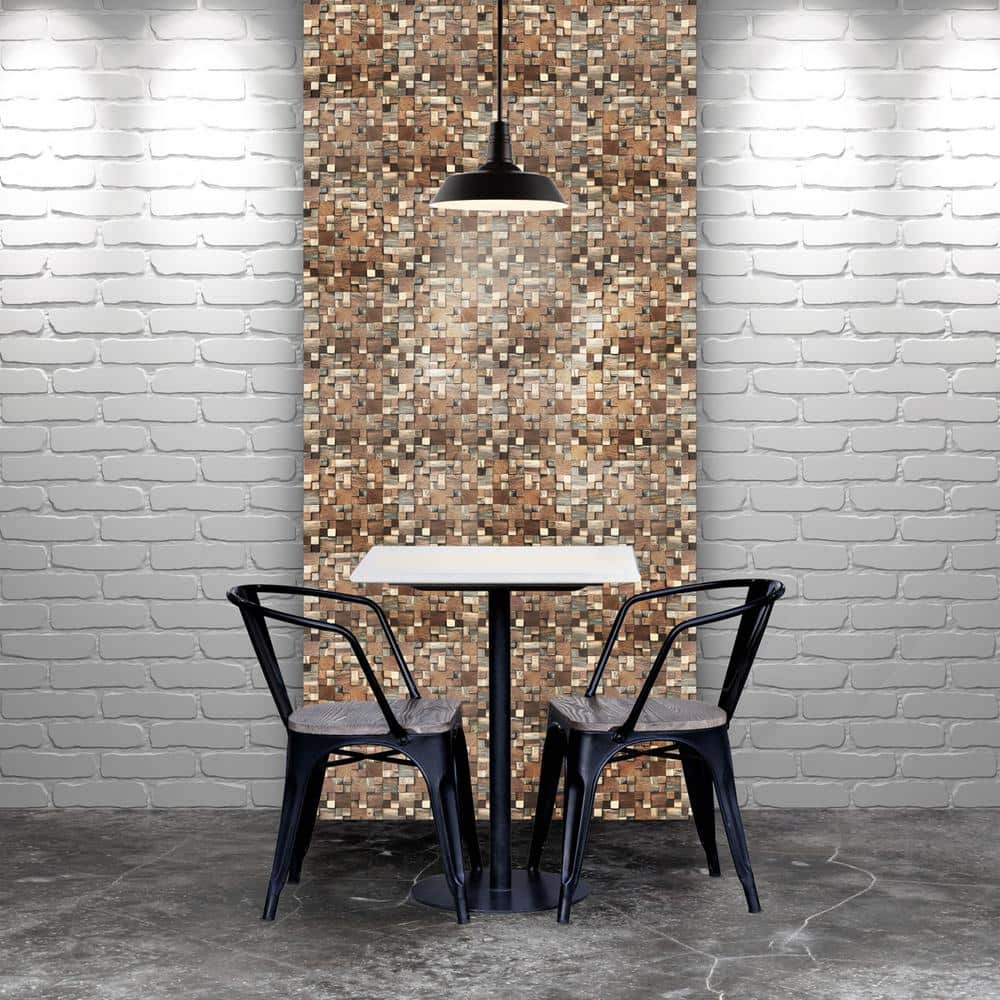 Natural Finish Reclaimed Wood Mosaic Wall Tile, 11-Pack