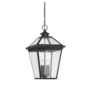 Ellijay 14 in. W x 25 in. H 4-Light English Bronze Outdoor Hanging Lantern with Clear Glass Panes
