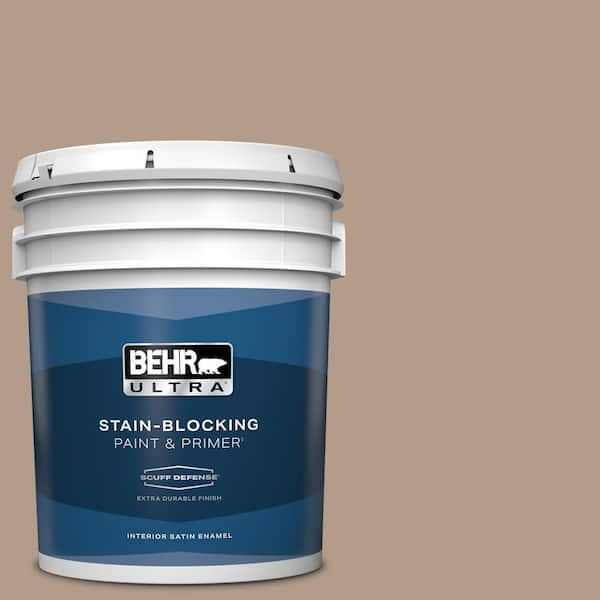 BEHR ULTRA 5 gal. #PMD-77 Rich Taupe Extra Durable Satin Enamel Interior Paint & Primer