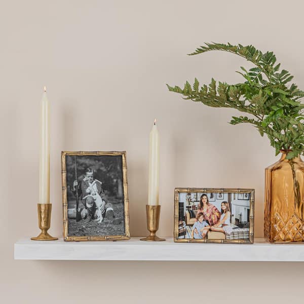 Storied Home 5 in. x 7 in. Antique Gold Metal Bamboo-Style