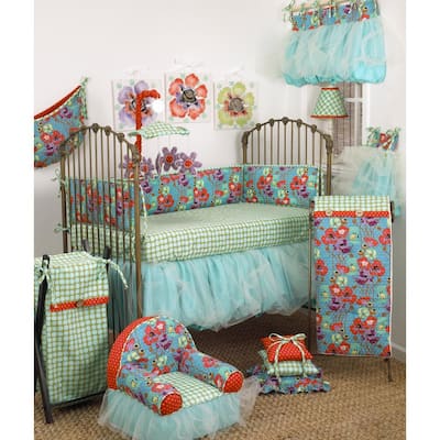 Lagoon 8 Piece Turquoise Floral Crib Bedding Set