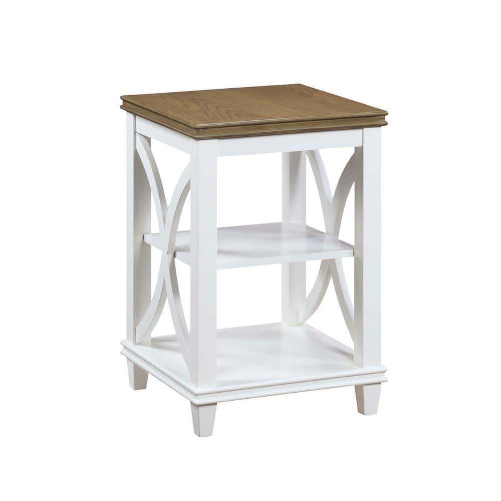 Florence Driftwood and White Wood End Table with Shelves