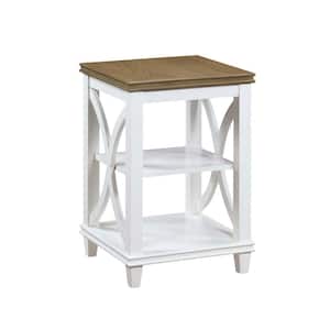 Florence 16 in. Driftwood/White Standard Square End Table with Shelves