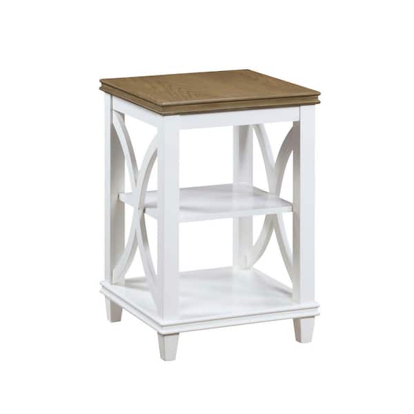 Convenience Concepts Florence 16 in. Driftwood/White Standard Square End Table with Shelves