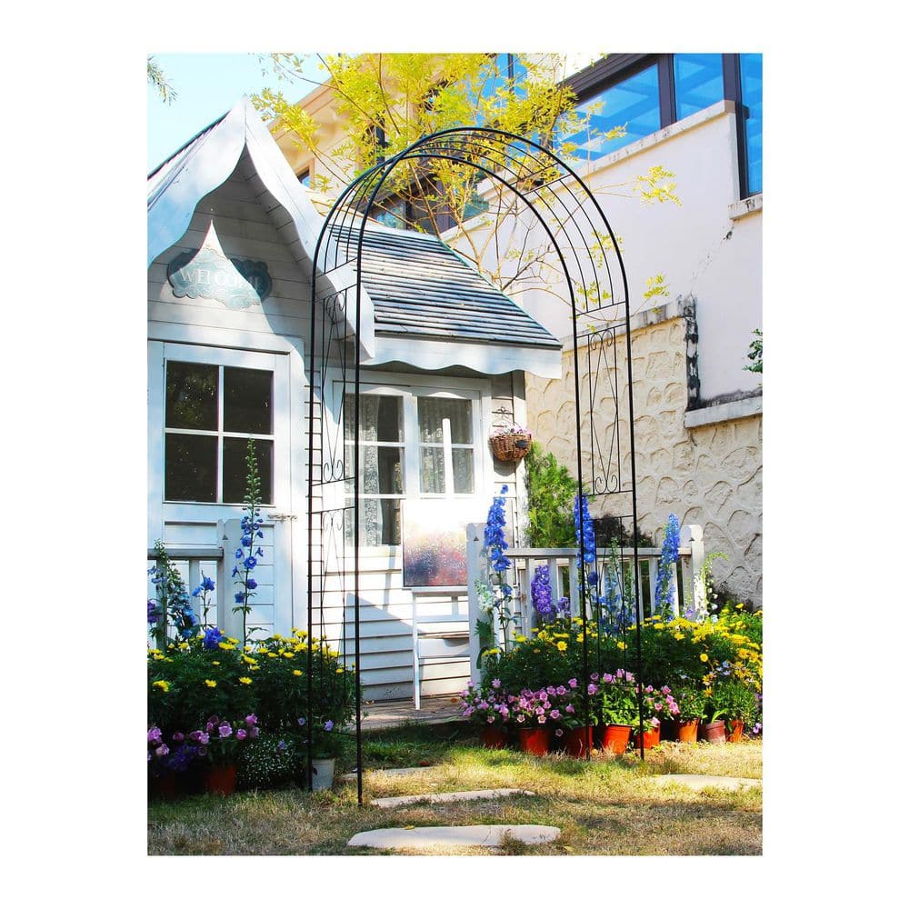 Outside Dimensions: 94.5 in. x 47.2 in. Iron Outdoor Garden Arbor Trellis Decorative Archway for Climbing Plants Black price history on PriceWatchPro