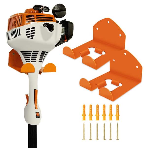 NVNOO Garage Organizer Wall Hanger, Garden Tool Rack for Grass Trimmer, Hedge Trimmer, Garage Tools, Orange (2-Pack)