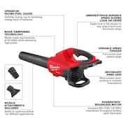 M18 FUEL Dual Battery 145 MPH 600 CFM 18V Lithium-Ion Brushless Cordless Handheld Blower with M18 FUEL Hedge Trimmer