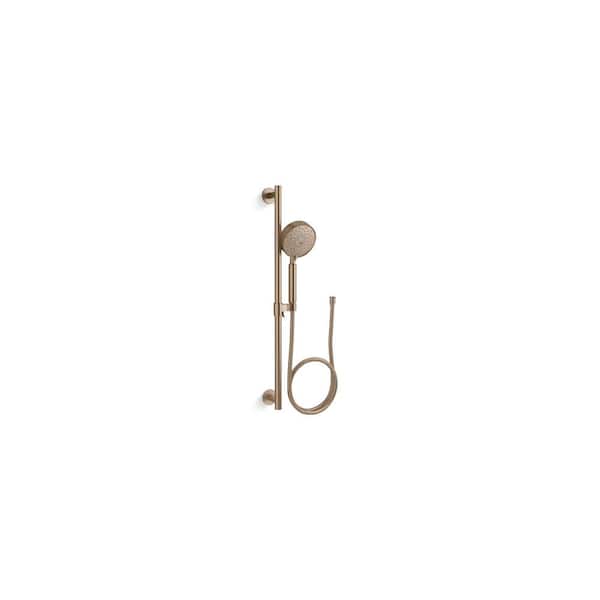 KOHLER Purist 3-Spray Patterns 1.75 GPM 5 in. Wall Mount Fixed Shower Head Handshower Kit in Vibrant Brushed Bronze