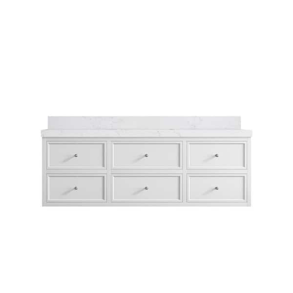Willow Collections Roswell Floating 60 in. Single Sink Freestanding White Bath Vanity with Empira White Qt. Top Unassembled
