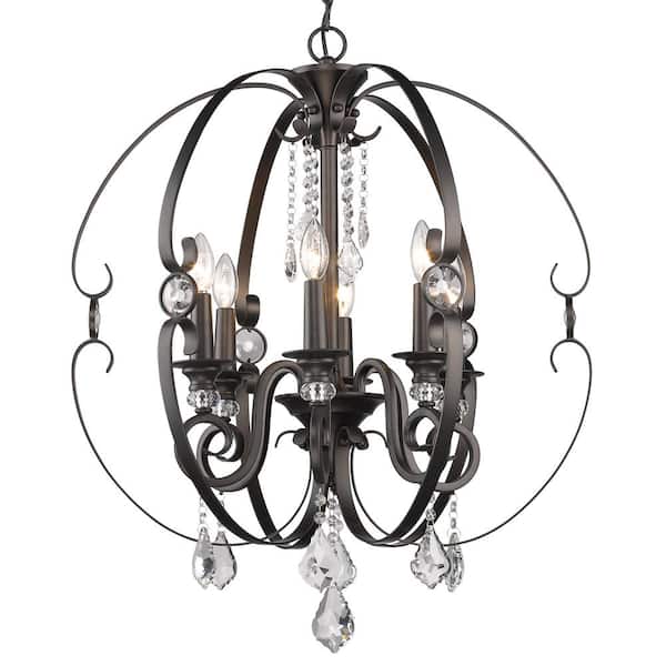 Golden Lighting Ella EB 6-Light Brushed Etruscan Bronze Chandelier