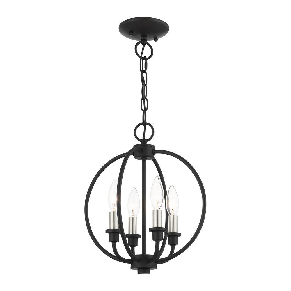 Elegant Black and Brushed Nickel 4-Light Crystal Pendant