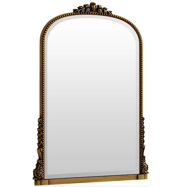 XRAMFY Antique Gold 28 in. W x 40 in. H Arched Modern Polyurethane