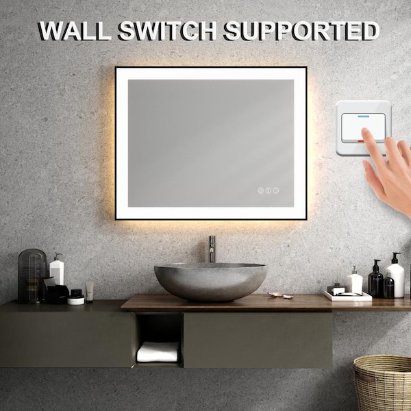 waterpar Super Bright 40 in. W x 32 in. H Rectangular Frameless Anti-Fog  LED Wall Bathroom Vanity Mirror with Front Light WP024 - The Home Depot