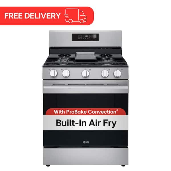 30 in., 6.3 cu. ft. Smart ProBake Convection 5-Burner Gas Single Oven Range w/ Air Fry and Easy Clean in Stainless Steel