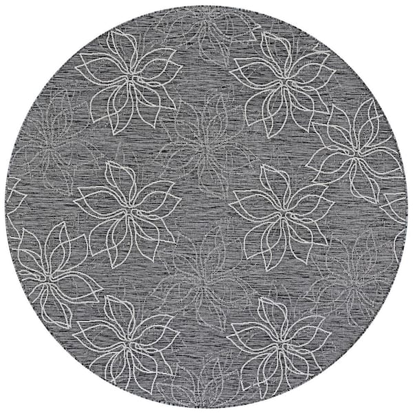 Couristan Charm Botanical Ash 8 ft. x 8 ft. Round Indoor/Outdoor Area Rug