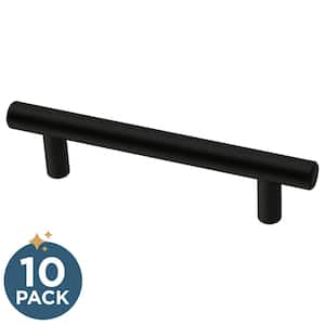 Simple Bar 3-3/4 in. (96 mm) Modern Matte Black Cabinet Drawer Pulls (10-Pack)