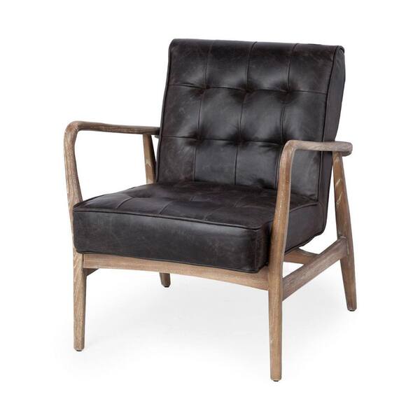 HomeRoots Mariana Black Leather Arm Chair