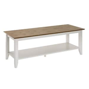 American Heritage 48 in. Driftwood/White Standard Rectangle MDF Coffee Table with Shelf