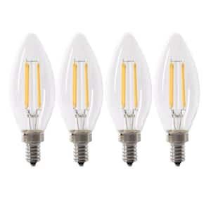 Feit Electric 40-Watt Equivalent CA10 Candelabra Dimmable Filament CEC Clear Glass Chandelier LED Light Bulb, Soft White (4-Pack)