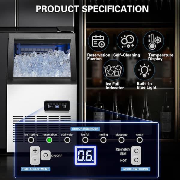Zomagas 17 in. 120 lb. Freestanding Ice Maker in Stainless Steel