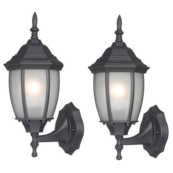 CANARM Hayden 1-Light Black Outdoor Wall Lantern with Frosted Glass (2-Pack)