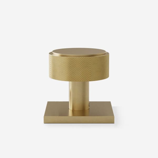 Taylor Champagne Gold - Brass Modern Flat Knurled Interior Door Knob, Square Plate and Concealed Screws (Double Dummy)